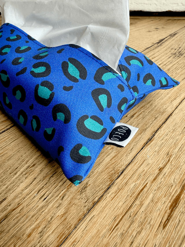 Pochette mouchoirs - LEOPARD ( bleu - turquoise) 