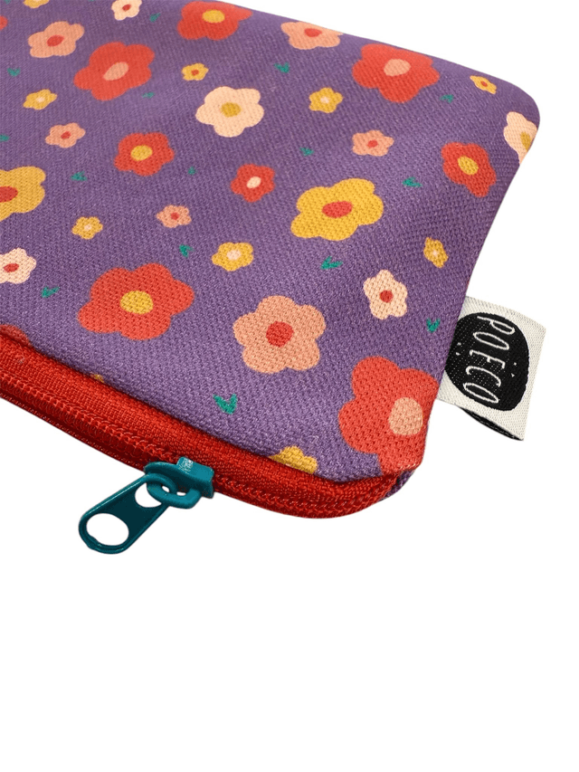 Trousse porte-monnaie - FLEURS violet