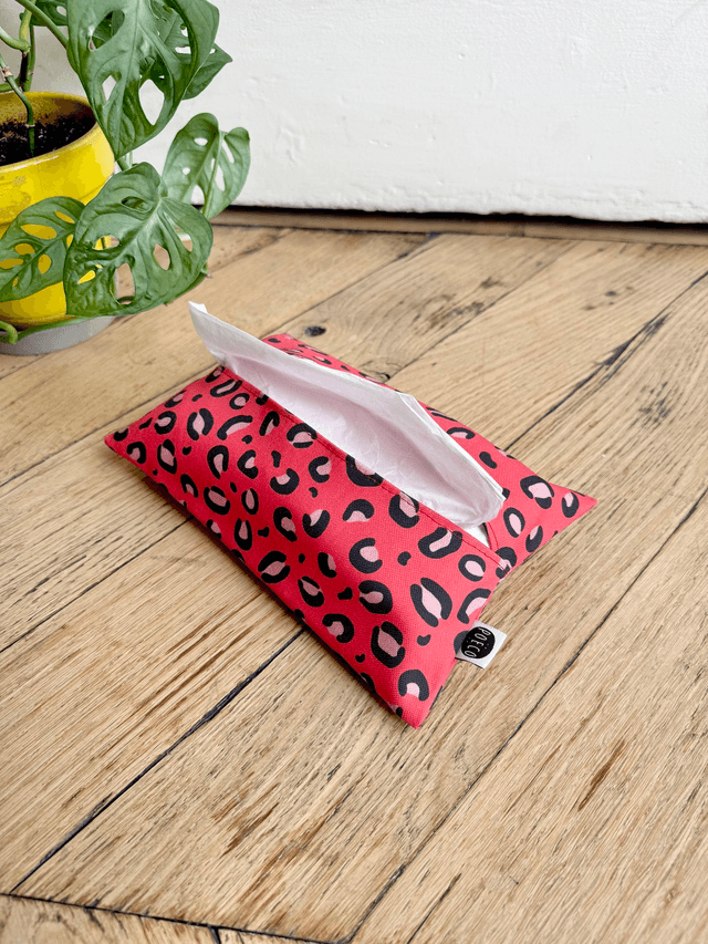 Pochette mouchoirs - LEOPARD ( rouge - rose)