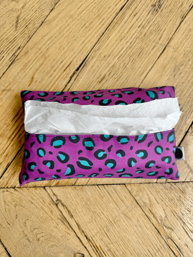 Pochette mouchoirs - LEOPARD ( pune - turquoise)