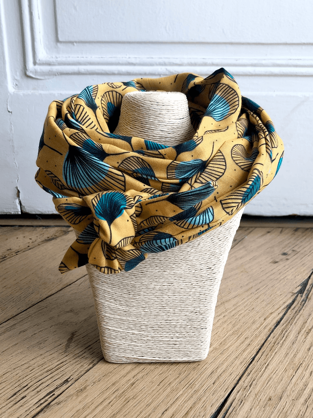 Echarpe 180 cm de long - PLUMES - jaune