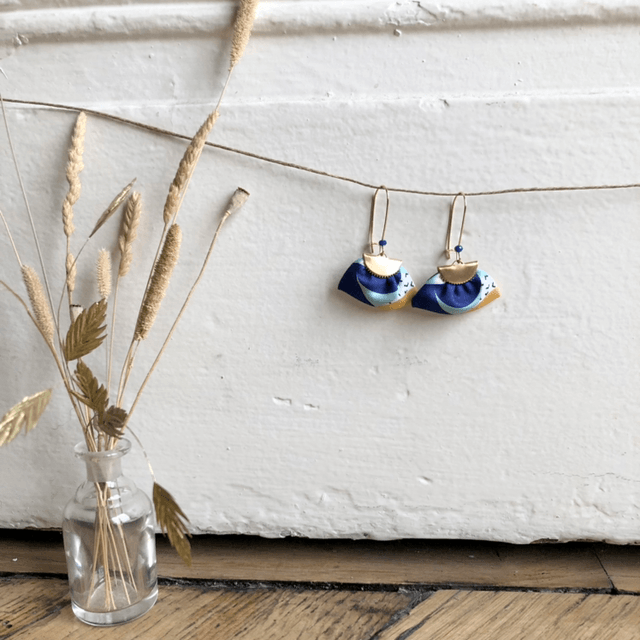 Boucles d'oreilles - DORMEUSES BAUHAUS - bleu , vert et jaune