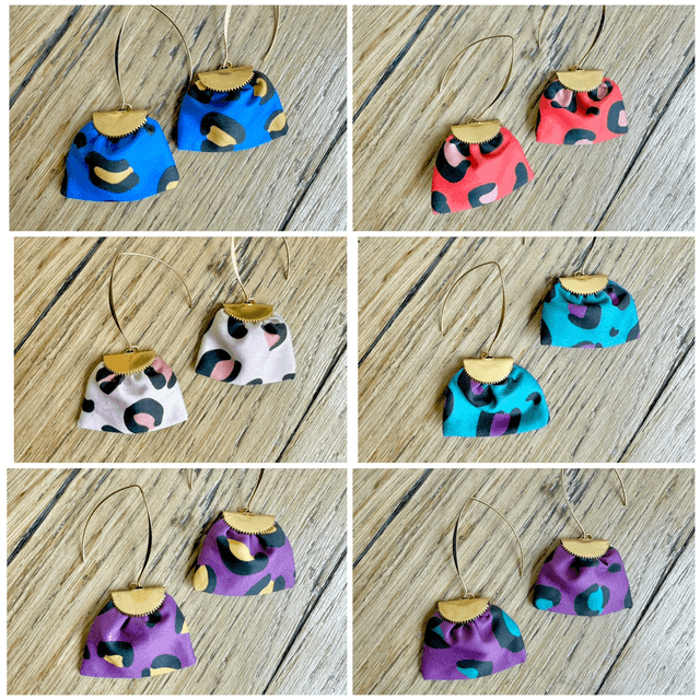 Boucles d'oreilles - LONGUES LÉOPARD - pétrole 