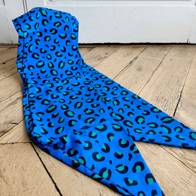 Echarpe 180 cm de long - LÉOPARD - bleu et turquoise 