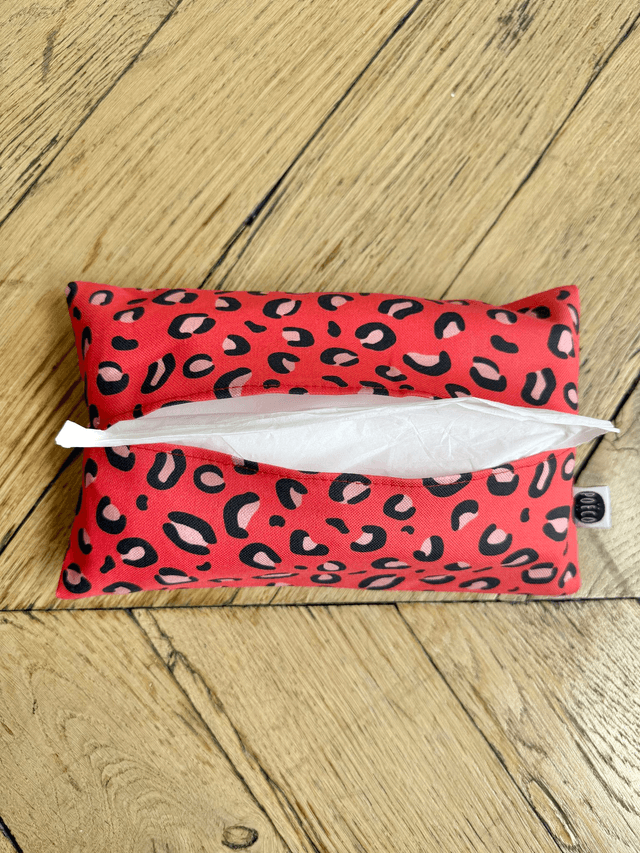 Pochette mouchoirs - LEOPARD ( rouge - rose)