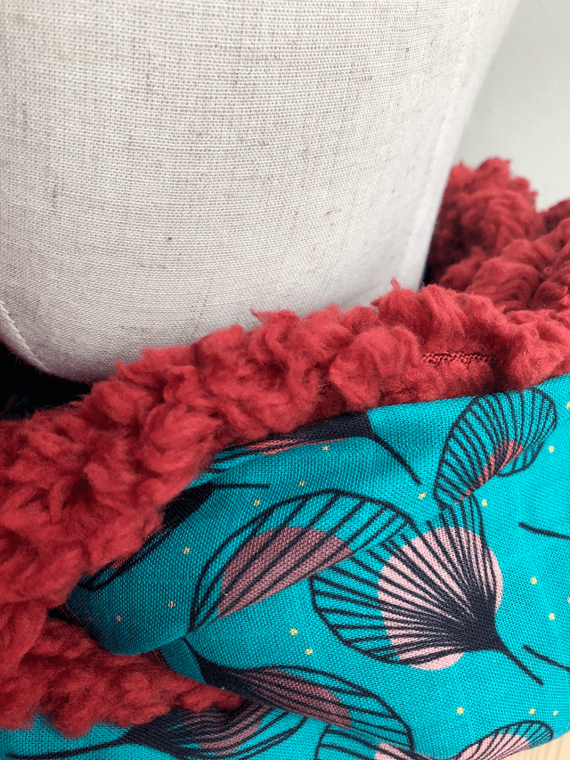 Echarpe double tour Sherpa - PLUMES - vert et rouge