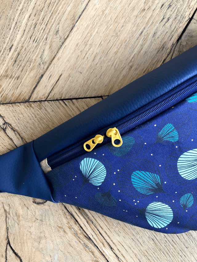 Sac Banane simili cuir - PLUMES -  bleu marine