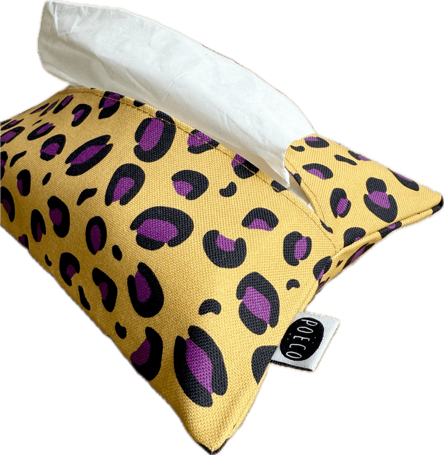 Pochette mouchoirs - LEOPARD ( jaune - prune ) 