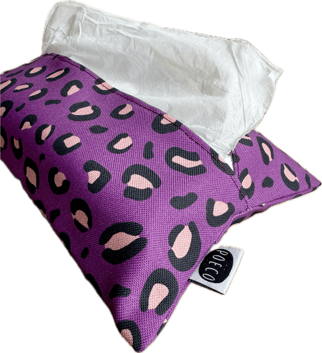 Pochette mouchoirs - LEOPARD ( prune - rose ) 