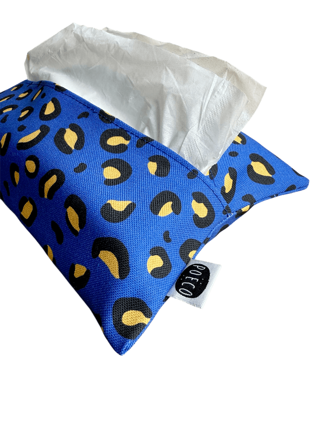 Pochette mouchoirs - LEOPARD ( bleu- jaune) 
