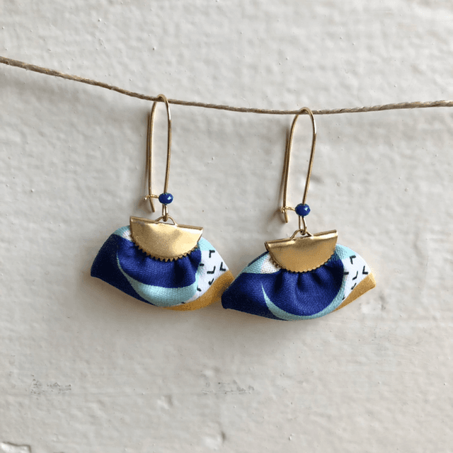 Boucles d&#039;oreilles - DORMEUSES BAUHAUS - bleu , vert et jaune