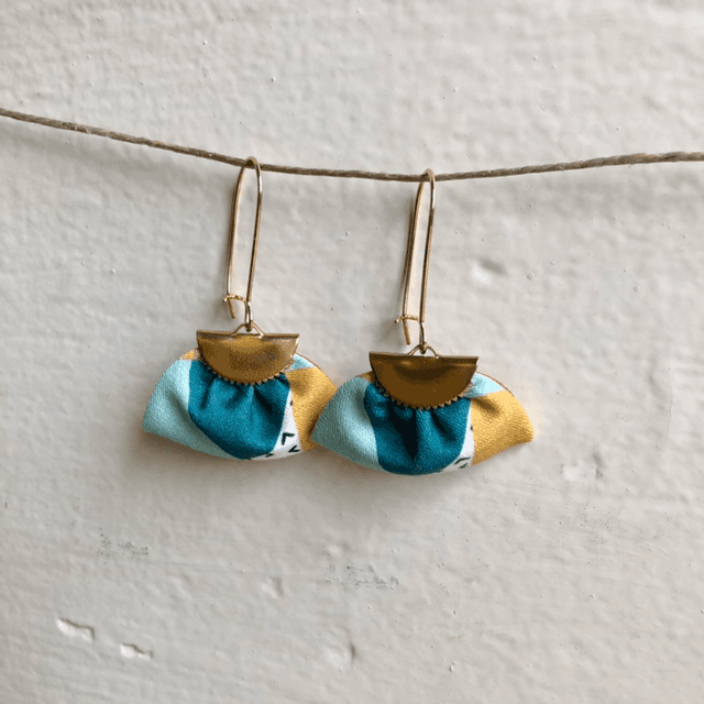Boucles d&#039;oreilles - DORMEUSES BAUHAUS - vert et jaune