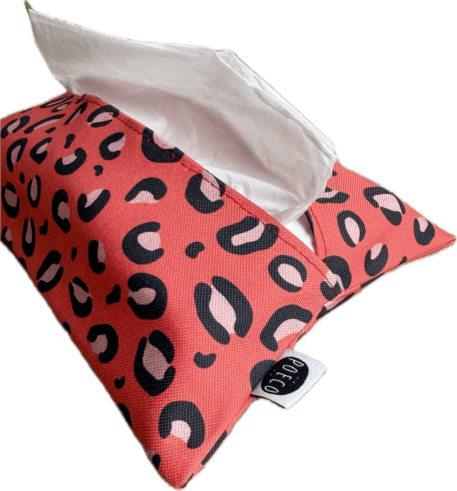 Pochette mouchoirs - LEOPARD ( rouge - rose)