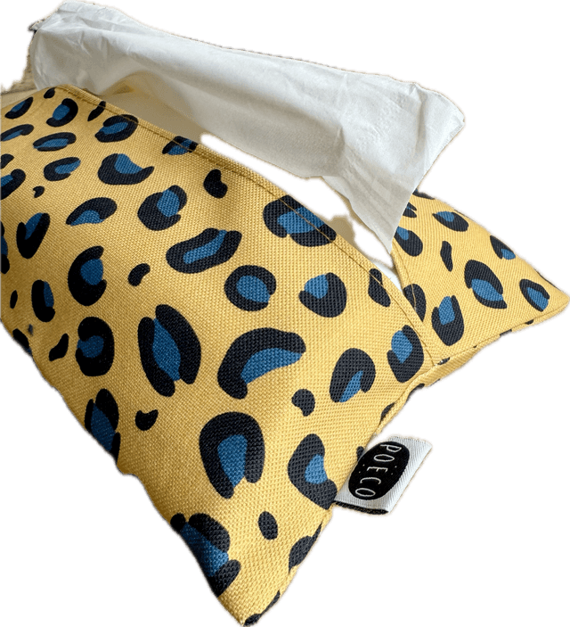 Pochette mouchoirs - LEOPARD ( jaune - turquoise )