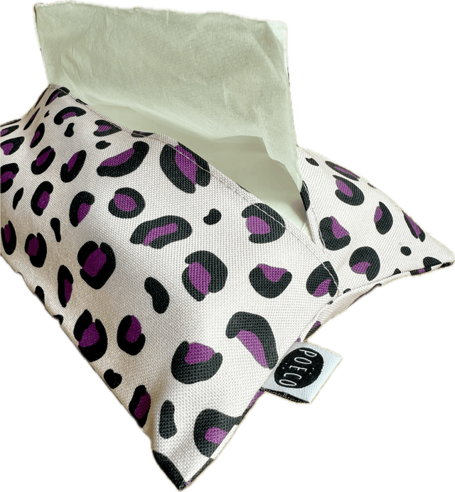 Pochette mouchoirs - LEOPARD ( rose - prune )
