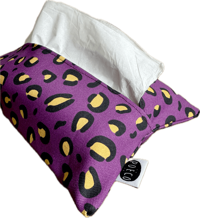 Pochette mouchoirs - LEOPARD ( prune - jaune) 