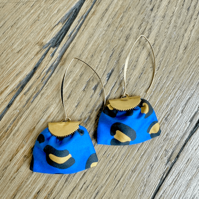 Boucles d&#039;oreilles -  LONGUES LÉOPARD - bleu