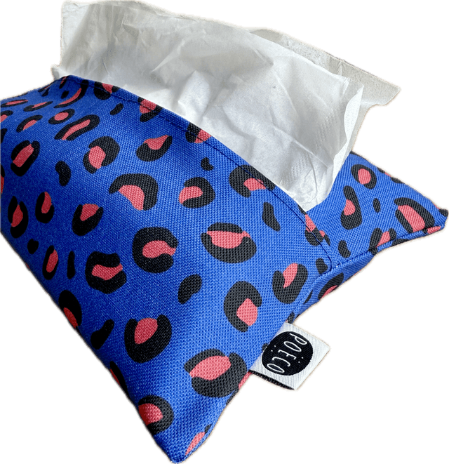 Pochette mouchoirs - LEOPARD ( bleu - rouge ) 
