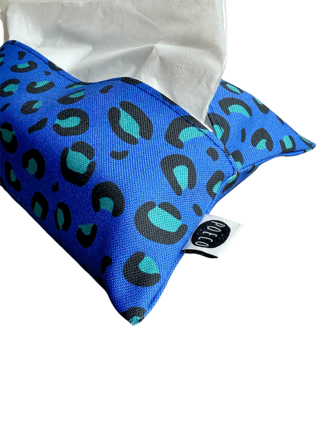 Pochette mouchoirs - LEOPARD ( bleu - turquoise) 