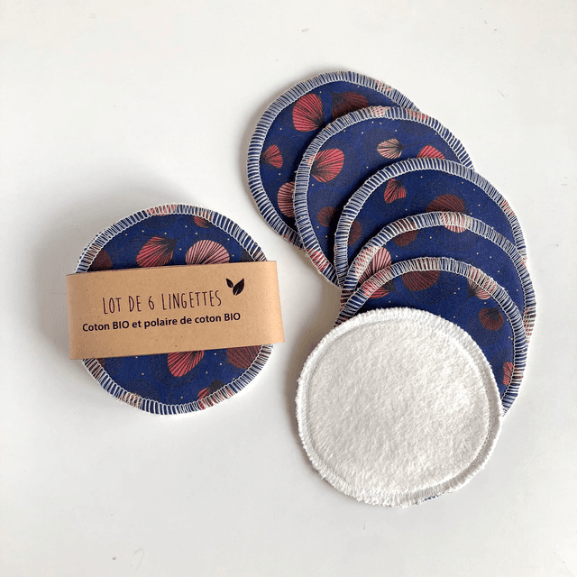 Lingettes démaquillantes - Plumes rouge fond bleu marine