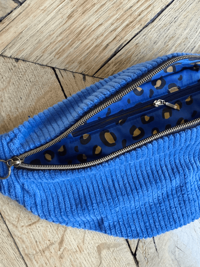 Sac Banane Uni velours côtelé BLEU ELECTRIQUE