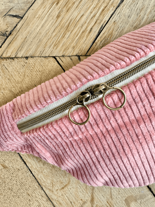 Sac Banane Uni velours côtelé ROSE