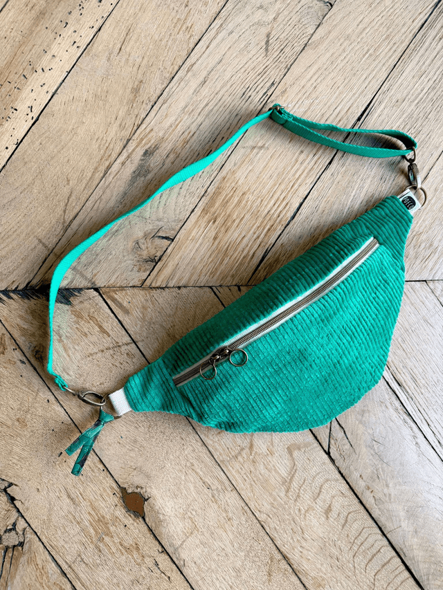 Sac Banane Uni velours côtelé VERT