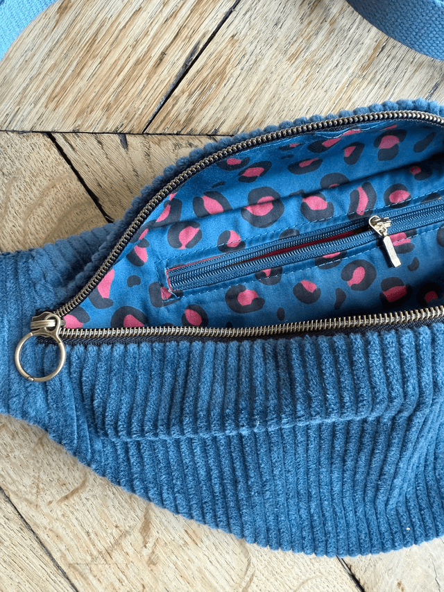 Sac Banane Uni velours côtelé PETROLE