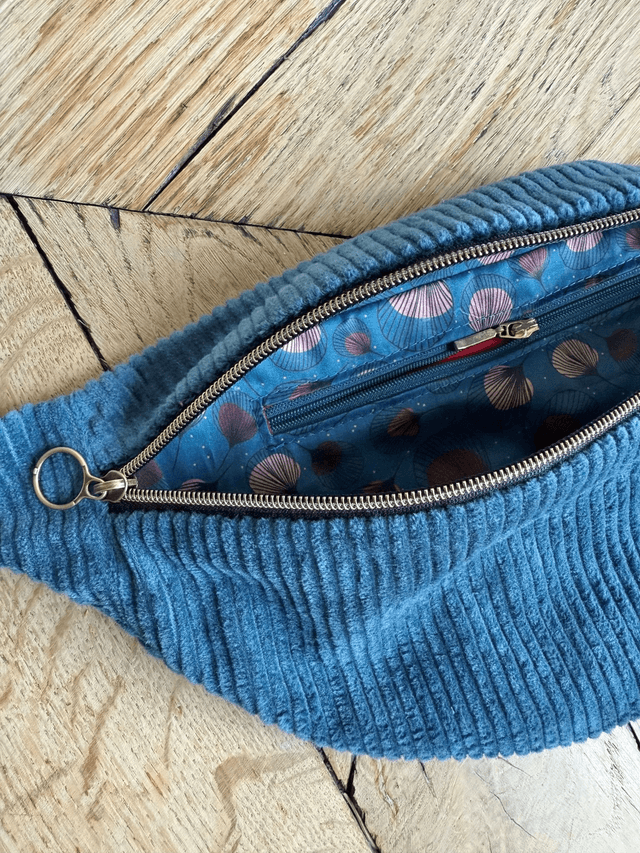Sac Banane Uni velours côtelé PETROLE
