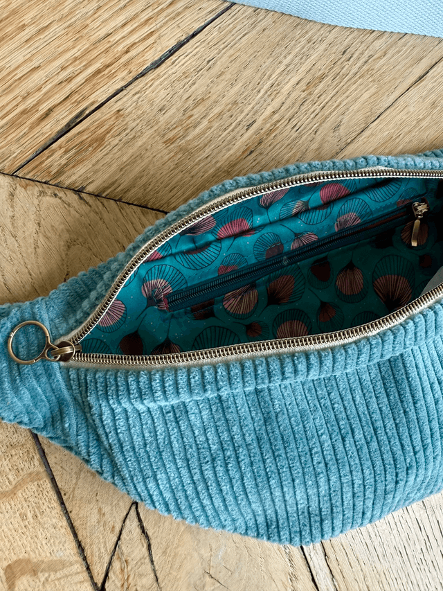 Sac Banane Uni velours côtelé BLEU CLAIR