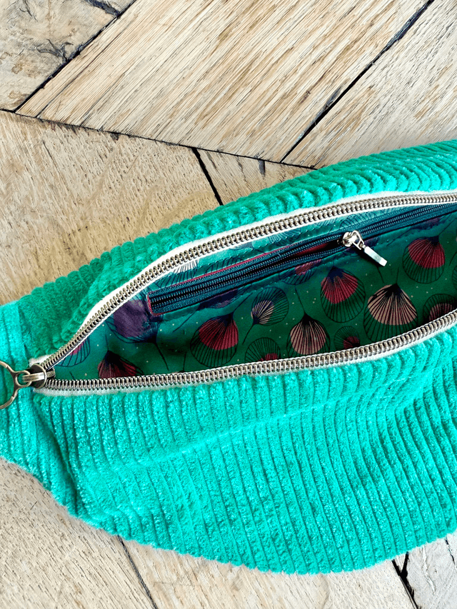 Sac Banane Uni velours côtelé VERT