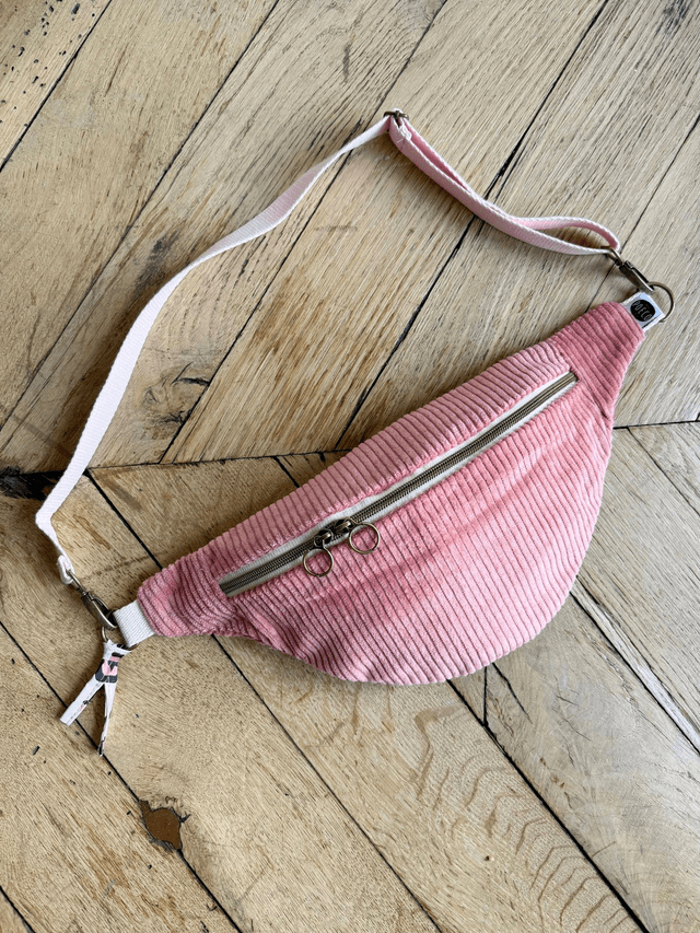 Sac Banane Uni velours côtelé ROSE