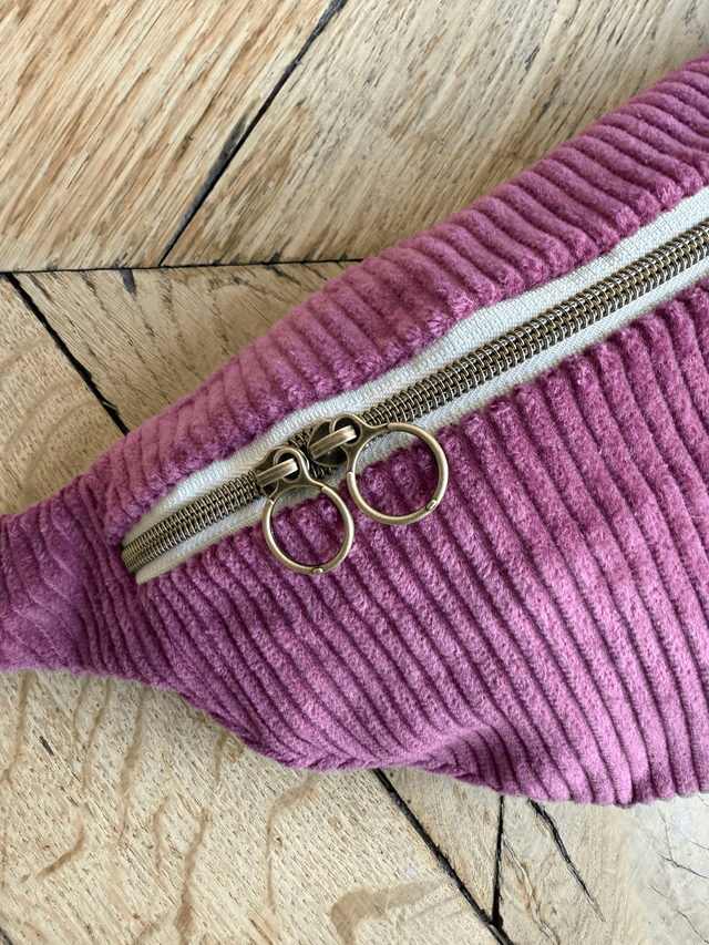Sac Banane Uni velours côtelé PRUNE