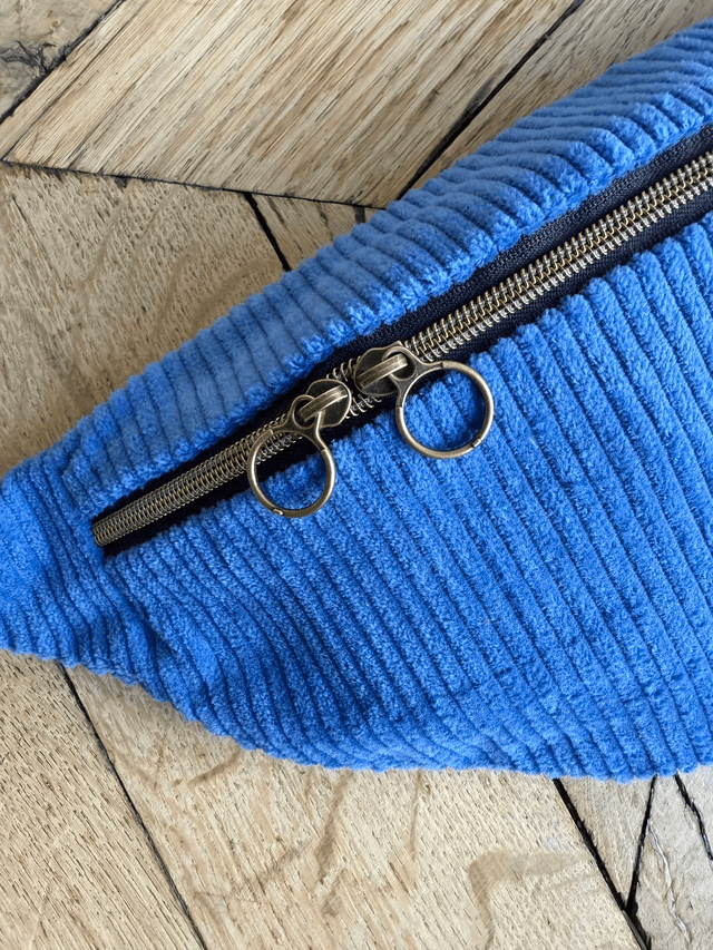 Sac Banane Uni velours côtelé BLEU ELECTRIQUE