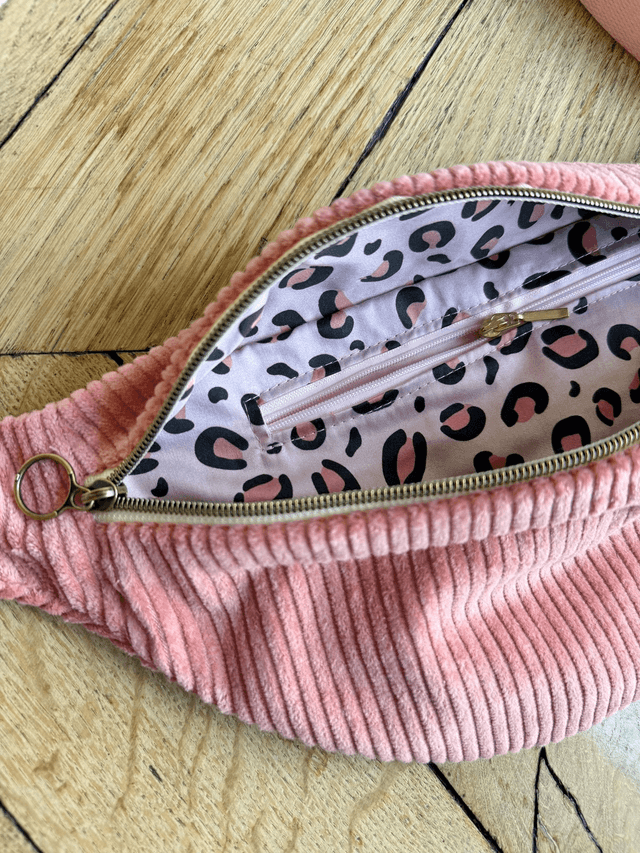 Sac Banane Uni velours côtelé ROSE