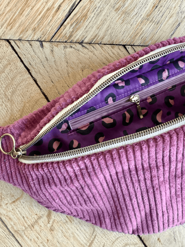 Sac Banane Uni velours côtelé PRUNE